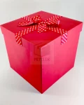 Shiny Red Gift Box with White Polka Dot Ribbon for Birthdays, Holidays, and Celebrations