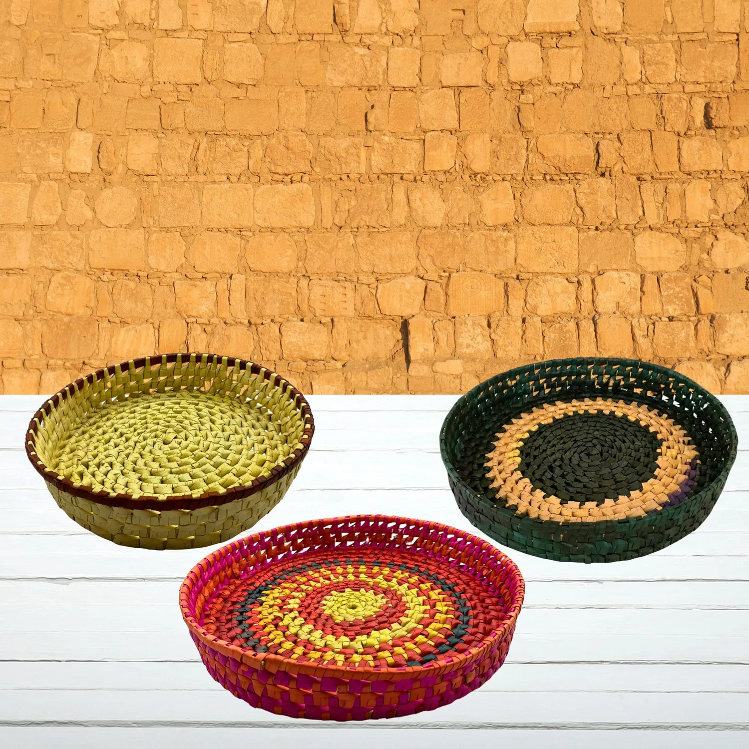 Large Palmyra tray, 11-inch handcrafted serving tray