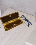 Handcrafted Teak Wood Eyeglasses Case with Velvet Lining and Brass Hinges