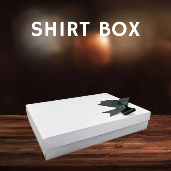 Shirt Gift Box with black ribbon bow made of 300gsm boxboard for formal shirt gifting