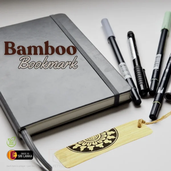 Mandala bamboo bookmark with screen-printed design