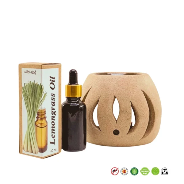 30ml Lemongrass Essential Oil in gold collar dropper bottle with printed cardboard box