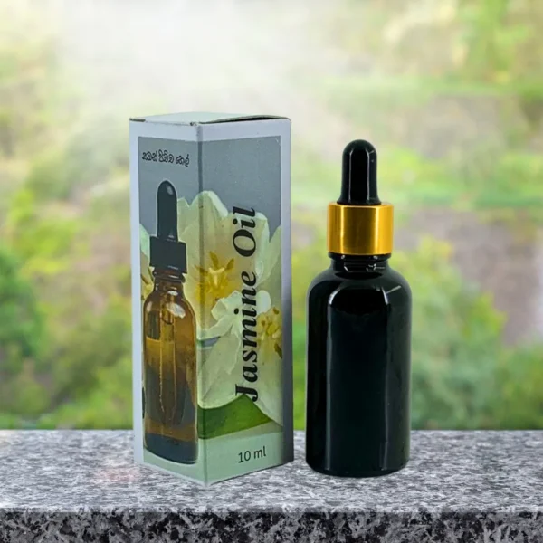 Jasmine essential oil 30ml in gold collar dropper bottle with digitally printed box
