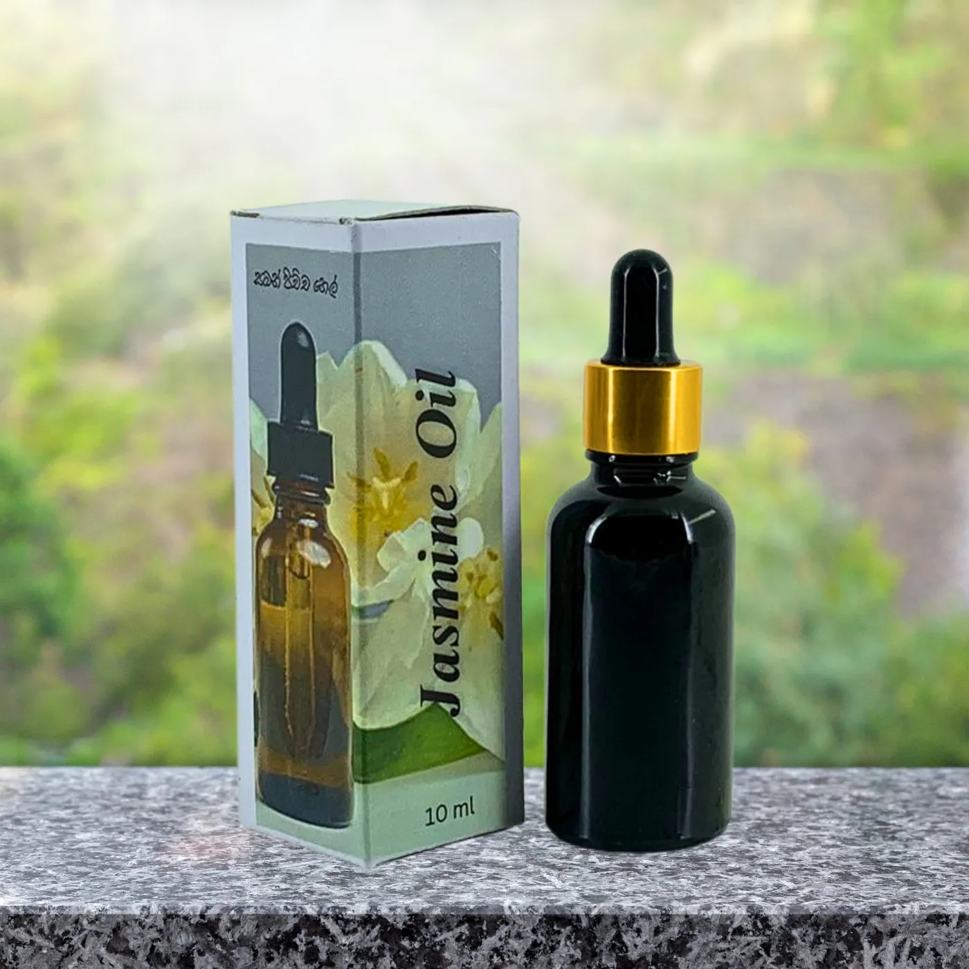 Jasmine essential oil 30ml in gold collar dropper bottle with digitally printed box