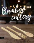 Bamboo cutlery set - eco-friendly spoon, fork and knife for sustainable dining