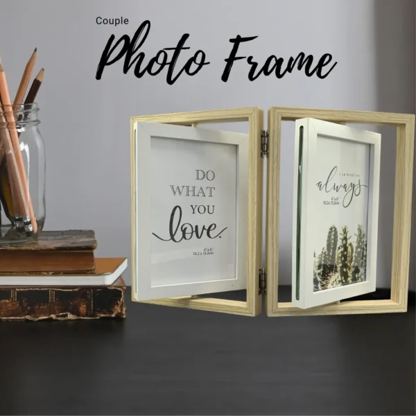 Couple tabletop photo frame with dual photo display