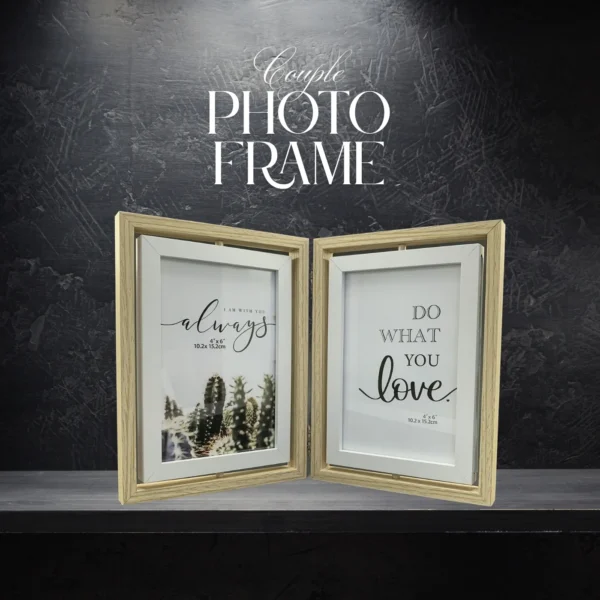 Couple tabletop photo frame with dual photo display