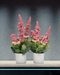 White vase with pink flowers – elegant floral flower pot