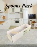 Set of six eco-friendly coconut shell spoons neatly packaged