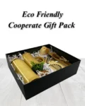Ecofriendly corporate gift pack with bamboo bottle, mug, wooden notebook, elephant phone stand, and clay flower pot