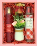 Romantic Gift Box with Bath & Body Works mists, floral pot, and candle – perfect gift for couples