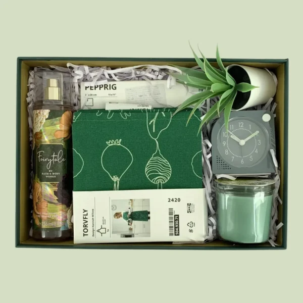 Fairytale Appreciation Gift Box with Bath & Body Works mist, apron, cloths, candle, and clock – perfect gift for wife