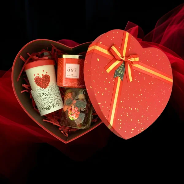 Valentine’s Heart Gift Box with Candle, Mug, Potpourri, and Tealight Holder