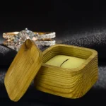 Pine Wood Ring Box with Cream PU Leather Inlay - Image 2