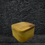 Pine Wood Ring Box with Cream PU Leather Inlay - Image 3
