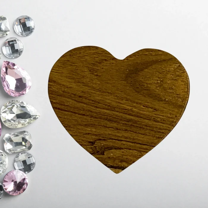 Teak Wood Heart-Shaped Ring Box with Magnet Lock - Image 2