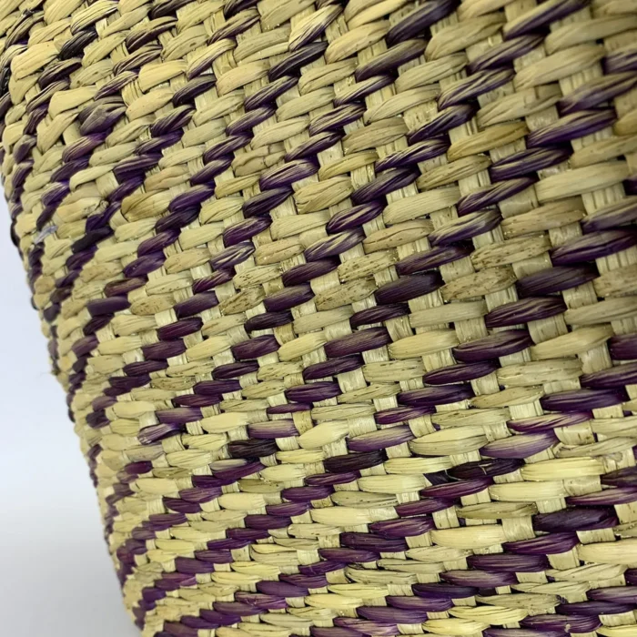 Woven Market Bag – Purple & Natural Rush & Reed Fibers - Image 3