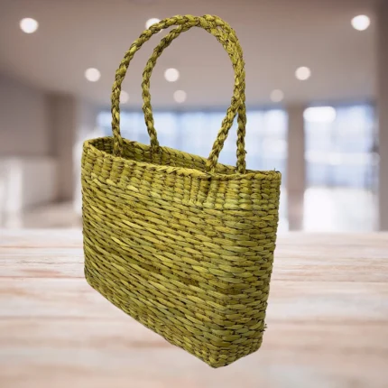 Natural Rush and Reed Woven Bag - Large