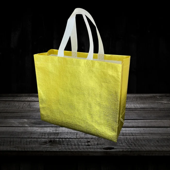 Shiny Gold Color Shopping Bag - Image 1