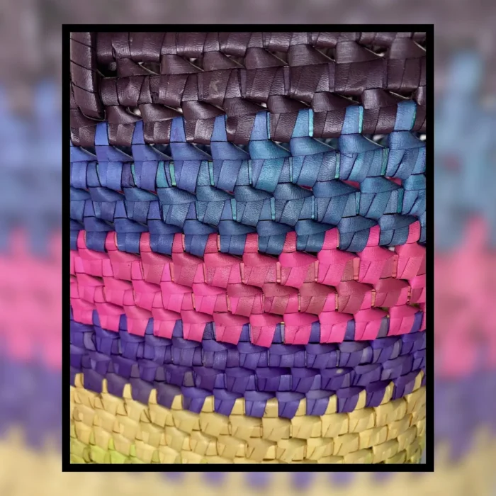 Vibrant Woven Palmyra Leaf Market Bag - Image 6