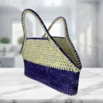Elegant Palmyra Leaf Bag – Dark Purple & Natural Tones