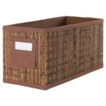 IKEA MOTORP palm leaf storage box 14×30×15 cm with label holder