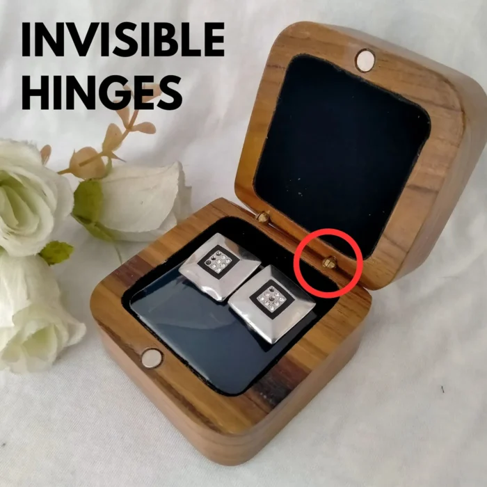 Teak Wood Earring Box with Magnet Lock - Image 4
