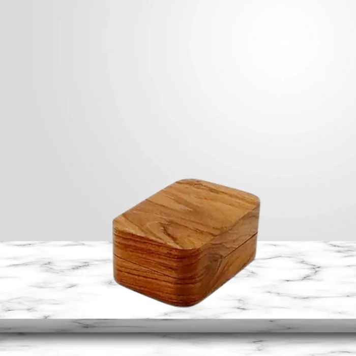 Teak Wood Earring Box with Velvet Inlay - Image 2