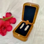 Teak Wood Earring Box with Velvet Inlay