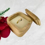 Pine Wood Ring Box with Cream PU Leather Inlay