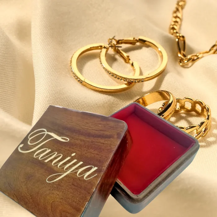 Mahogany Jewelry Box with Epoxy Filled Name - Image 4