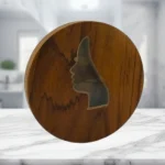 Teak Wood Jewelry Box with Woman Face Design - Image 3