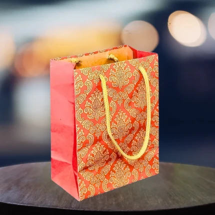 Elegant Red & Gold Paper Gift Bag