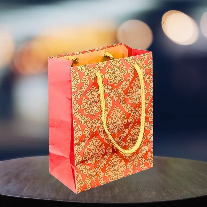 Elegant Red & Gold Paper Gift Bag - Image 1