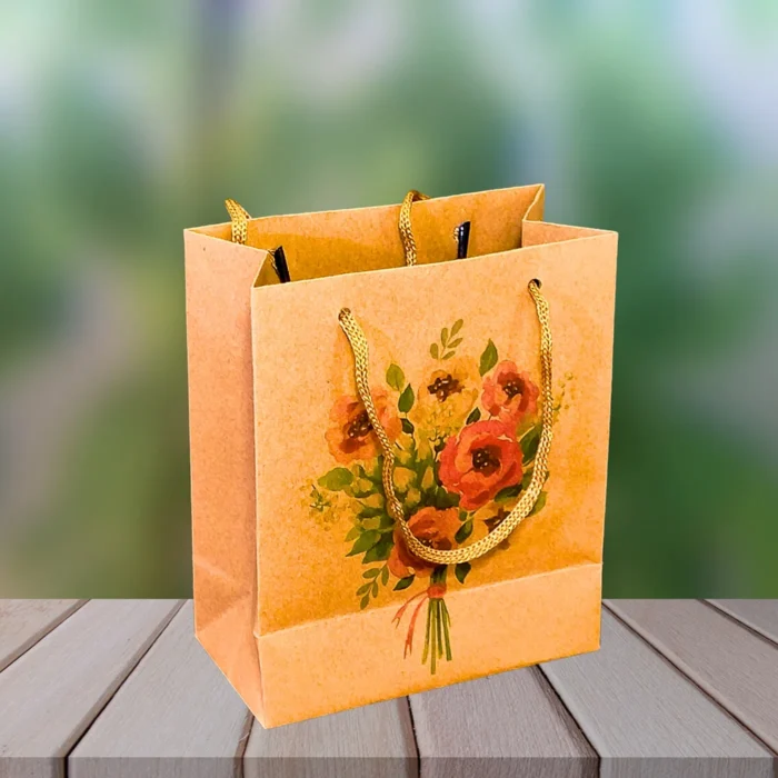 Elegant Floral Craft Paper Bag - Image 1