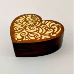 Heart-Shaped Mahogany Jewelry Box - Image 3