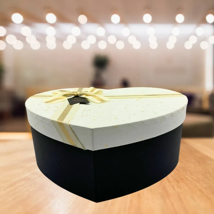 Heart-Shaped Black & White Gift Box - Image 4