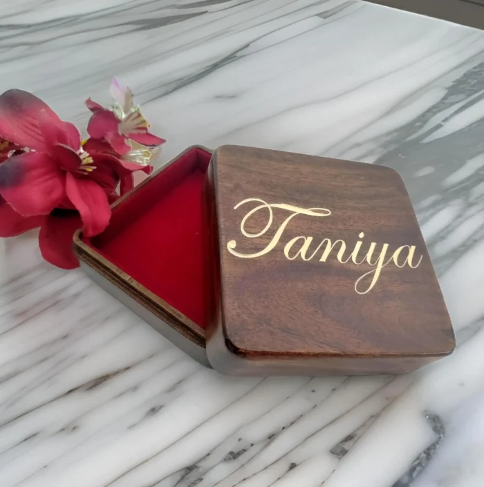 Mahogany Jewelry Box with Epoxy Filled Name - Image 5