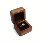 Mahogany Wood Ring Box with Velvet Inlay - Image 4
