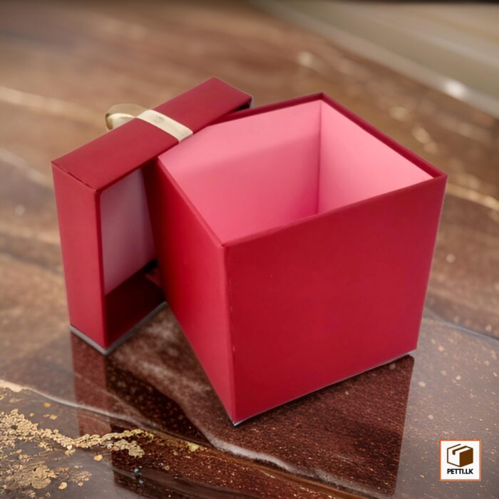 Shiny Red Color Gift Box with Gold Ribbon - Image 2