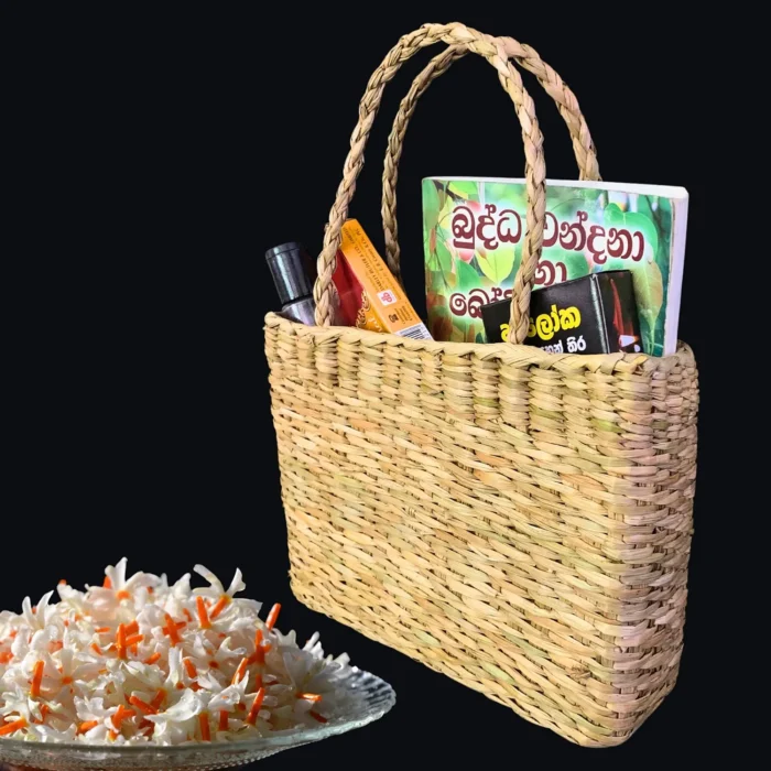 Natural Rush And Reed Woven Bag - Small - Image 2