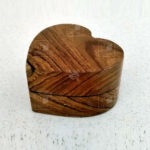 Teak Wood Heart-Shaped Ring Box with Magnet Lock - Image 3