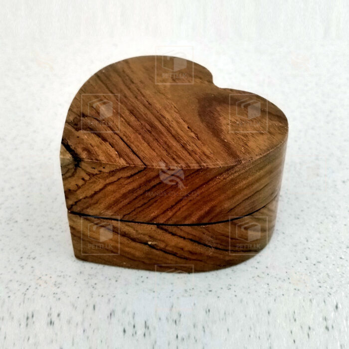 Teak Wood Heart-Shaped Ring Box with Magnet Lock - Image 3
