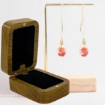 Teak Wood Earring Box with Velvet Inlay - Image 3