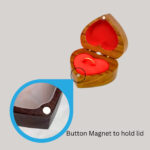 Teak Wood Heart-Shaped Ring Box with Magnet Lock - Image 7