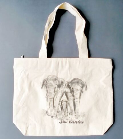 Elephant Screen Print Fabric Tote Bag
