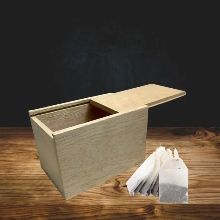 Premium Rubber Wood Storage Box – Natural Finish with Sliding Lid - Image 1