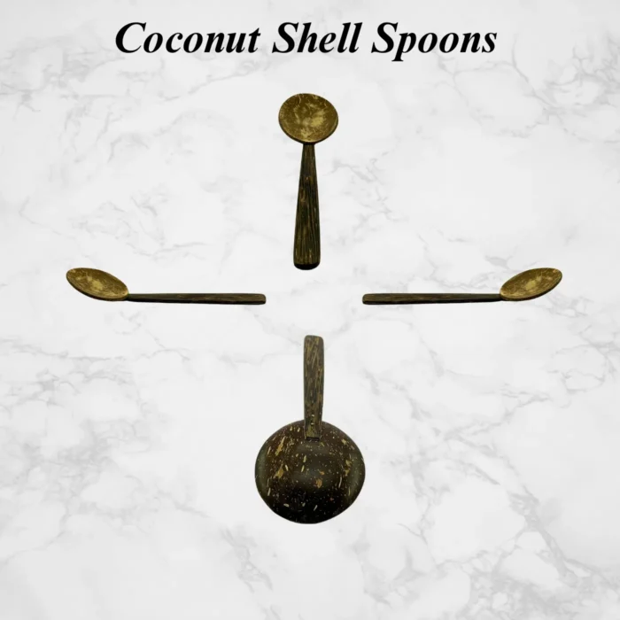 Eco-Friendly Coconut Shell Spoon with Kithul Handle Set – pack of 6 spoons - Image 3