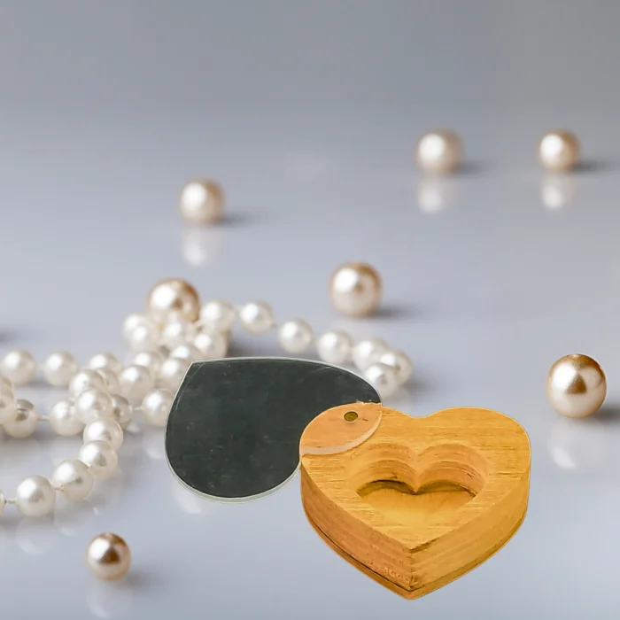 Heart-Shaped Wooden Jewelry Box with Clear Lid - Image 2