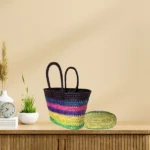 Vibrant Woven Palmyra Leaf Market Bag - Image 4